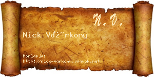 Nick Várkony névjegykártya